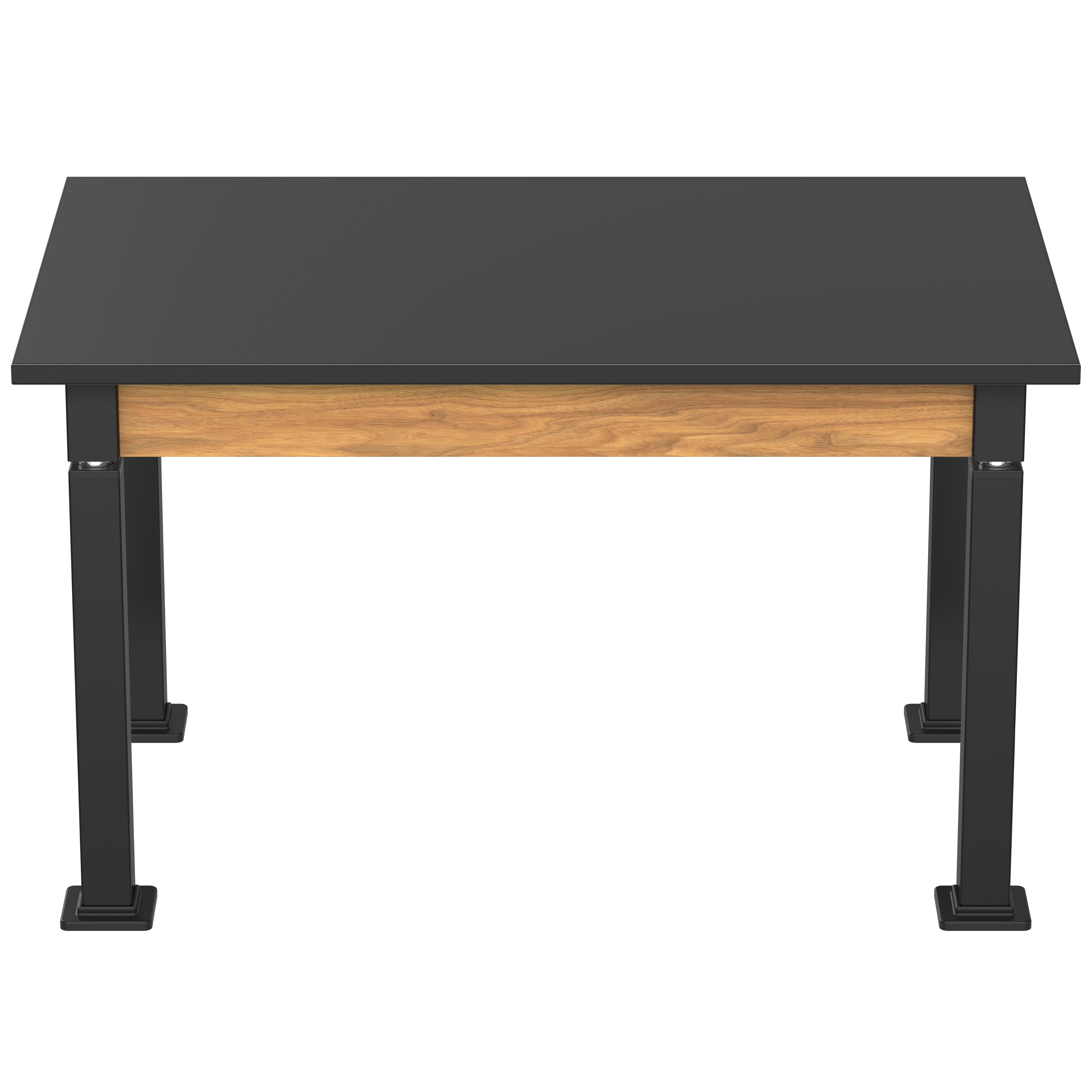 NPS® Aero-Lift Table, Wood Frame, 30" x 48", Chemical Resistant Top, Surface Color: Black, Frame Color: Black (Optional Book Compartment Add On)