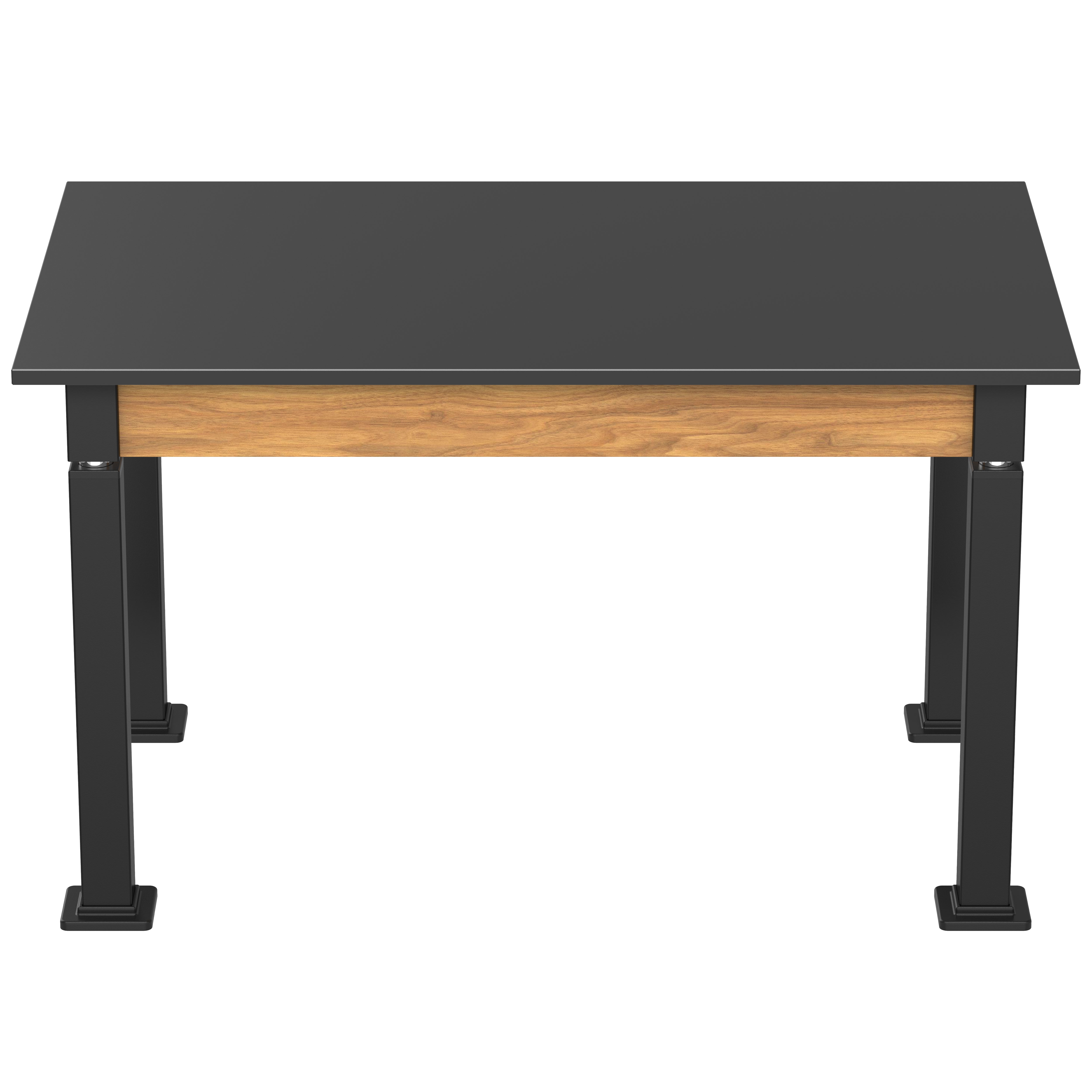 NPS® Aero-Lift Table, Wood Frame, 30" x 48", Phenolic Top, Surface Color: Black, Frame Color: Black (Optional Book Compartment Add On)