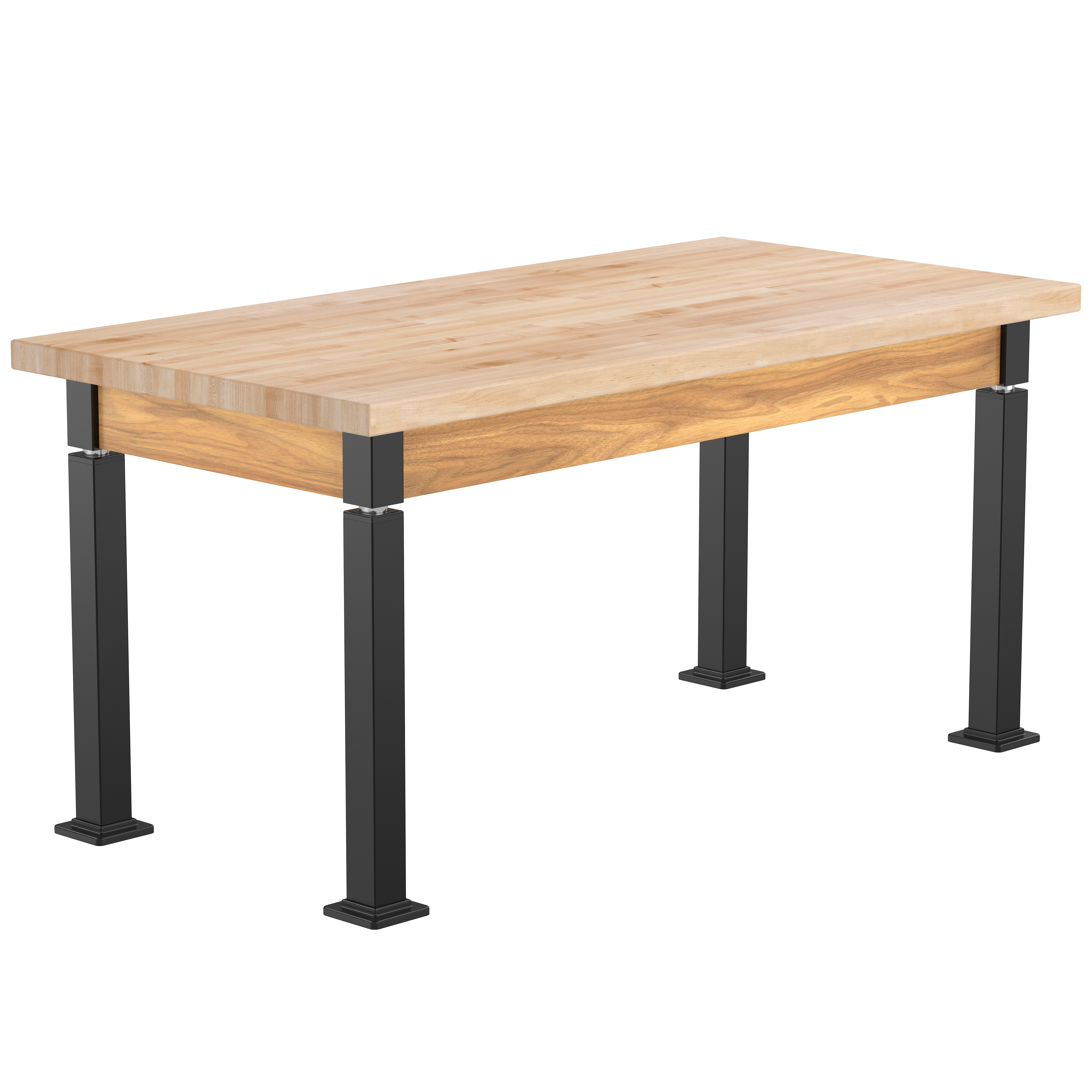 NPS® Aero-Lift Table, Wood Frame, 30" x 60", Butcherblock Top, Surface Color: Maple, Frame Color: Black (Optional Book Compartment Add On)