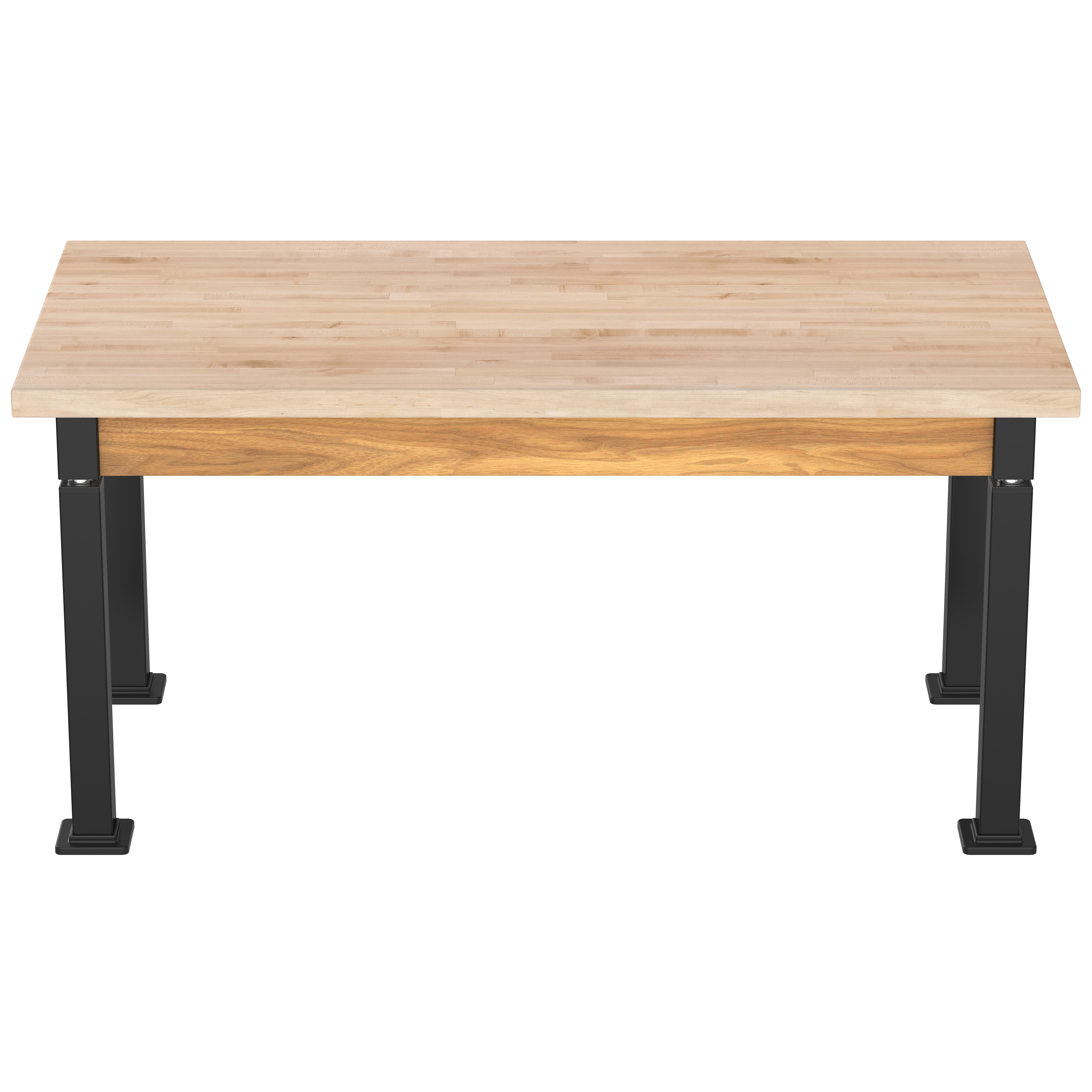 NPS® Aero-Lift Table, Wood Frame, 30" x 60", Butcherblock Top, Surface Color: Maple, Frame Color: Black (Optional Book Compartment Add On)