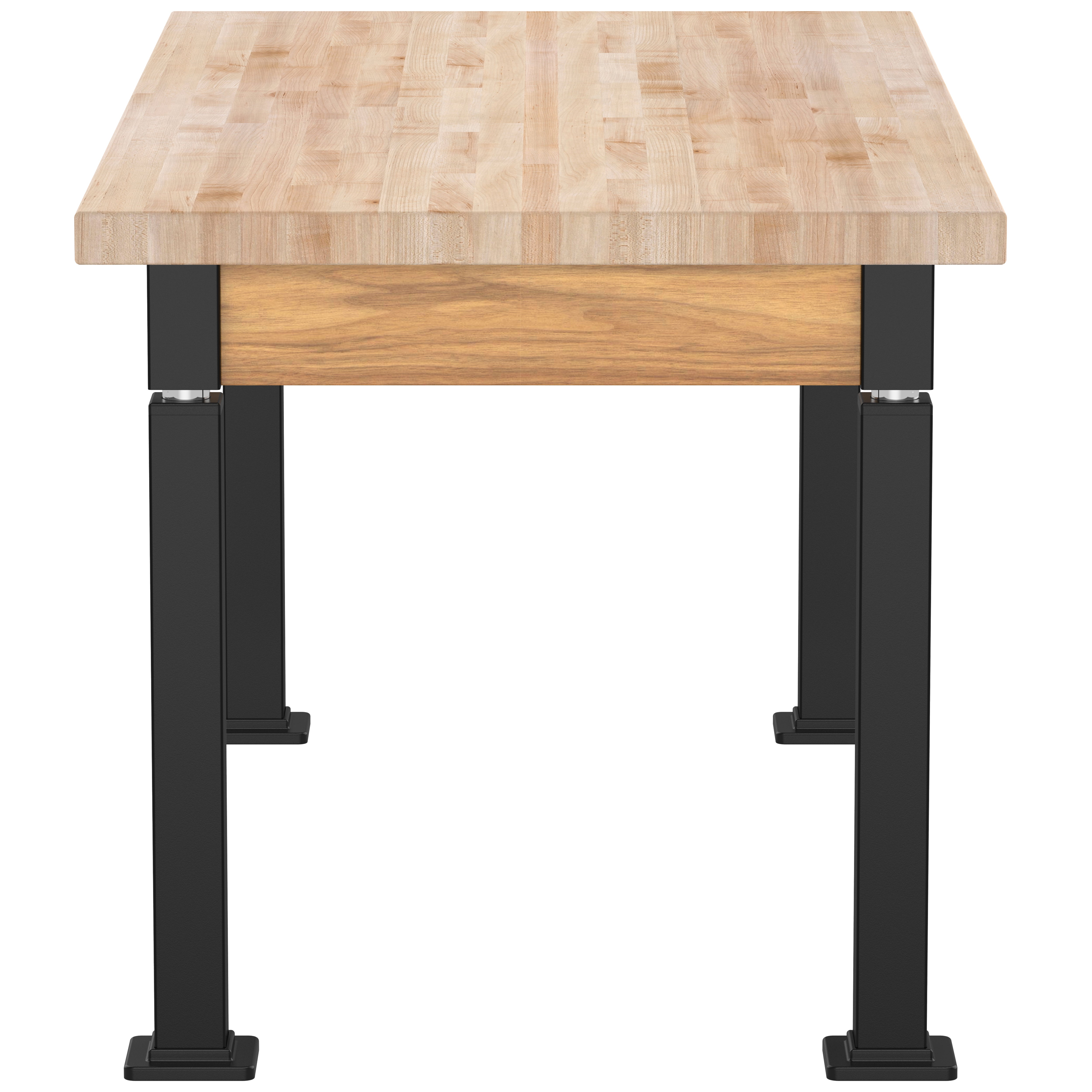 NPS® Aero-Lift Table, Wood Frame, 30" x 60", Butcherblock Top, Surface Color: Maple, Frame Color: Black (Optional Book Compartment Add On)