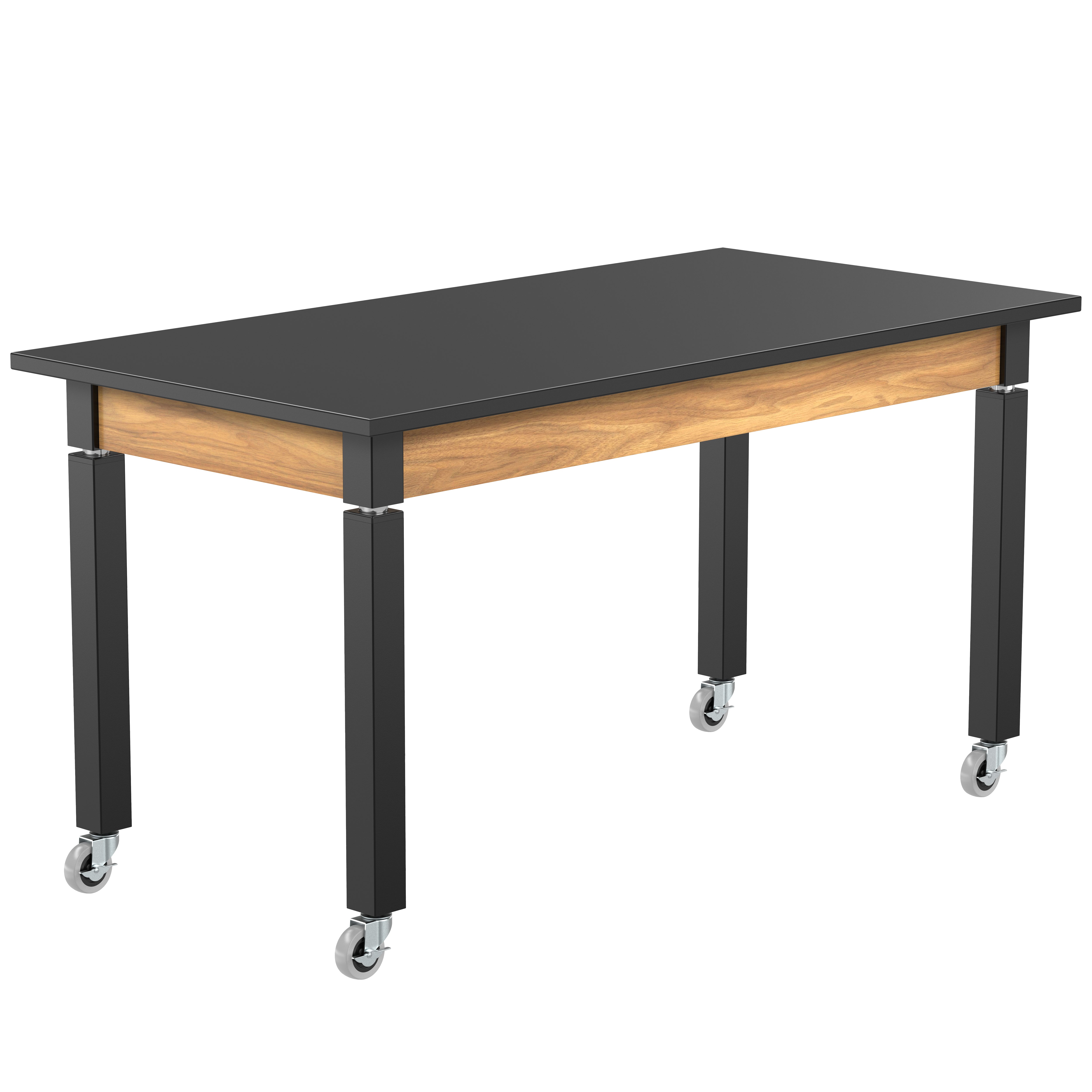NPS® Aero-Lift Table, Wood Frame, 24" x 60", Epoxy Top, Surface Color: Black, Frame Color: Black (Optional Book Compartment Add On)