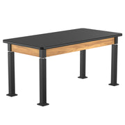 NPS® Aero-Lift Table, Wood Frame, 30" x 60", Science HPL Top, Surface Color: Black, Frame Color: Black (Optional Book Compartment Add On)