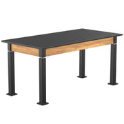 NPS® Aero-Lift Table, Wood Frame, 30" x 60", Trespa Top, Surface Color: Black, Frame Color: Black (Optional Book Compartment Add On)