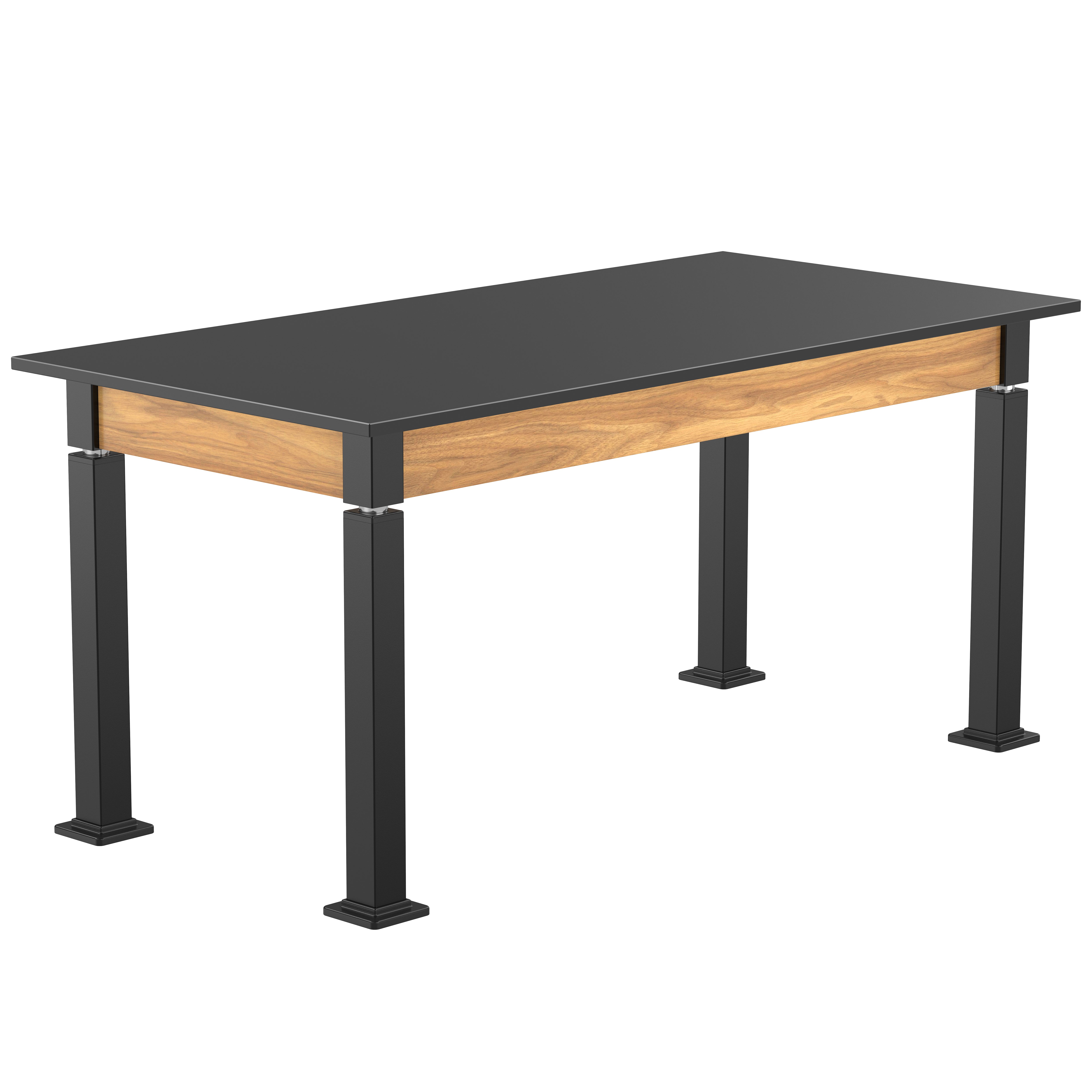 NPS® Aero-Lift Table, Wood Frame, 30" x 60", Trespa Top, Surface Color: Black, Frame Color: Black (Optional Book Compartment Add On)