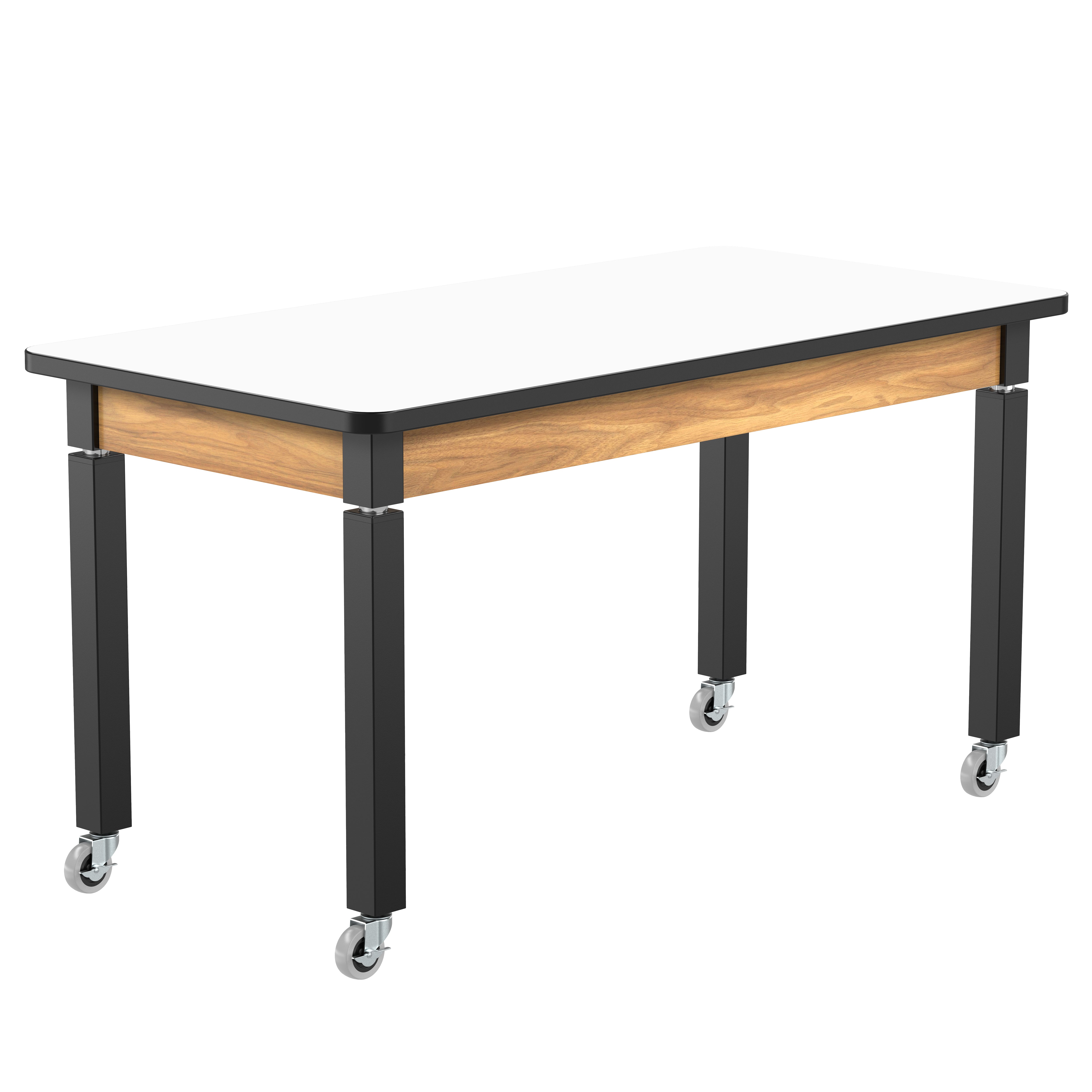 NPS® Aero-Lift Table, Wood Frame, 24" x 42", Whiteboard Top, Surface Color: White, Frame Color: Black (Optional Book Compartment Add On)