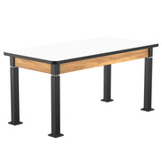 NPS® Aero-Lift Table, Wood Frame, 30" x 60", Whiteboard Top, Surface Color: White, Frame Color: Black (Optional Book Compartment Add On)