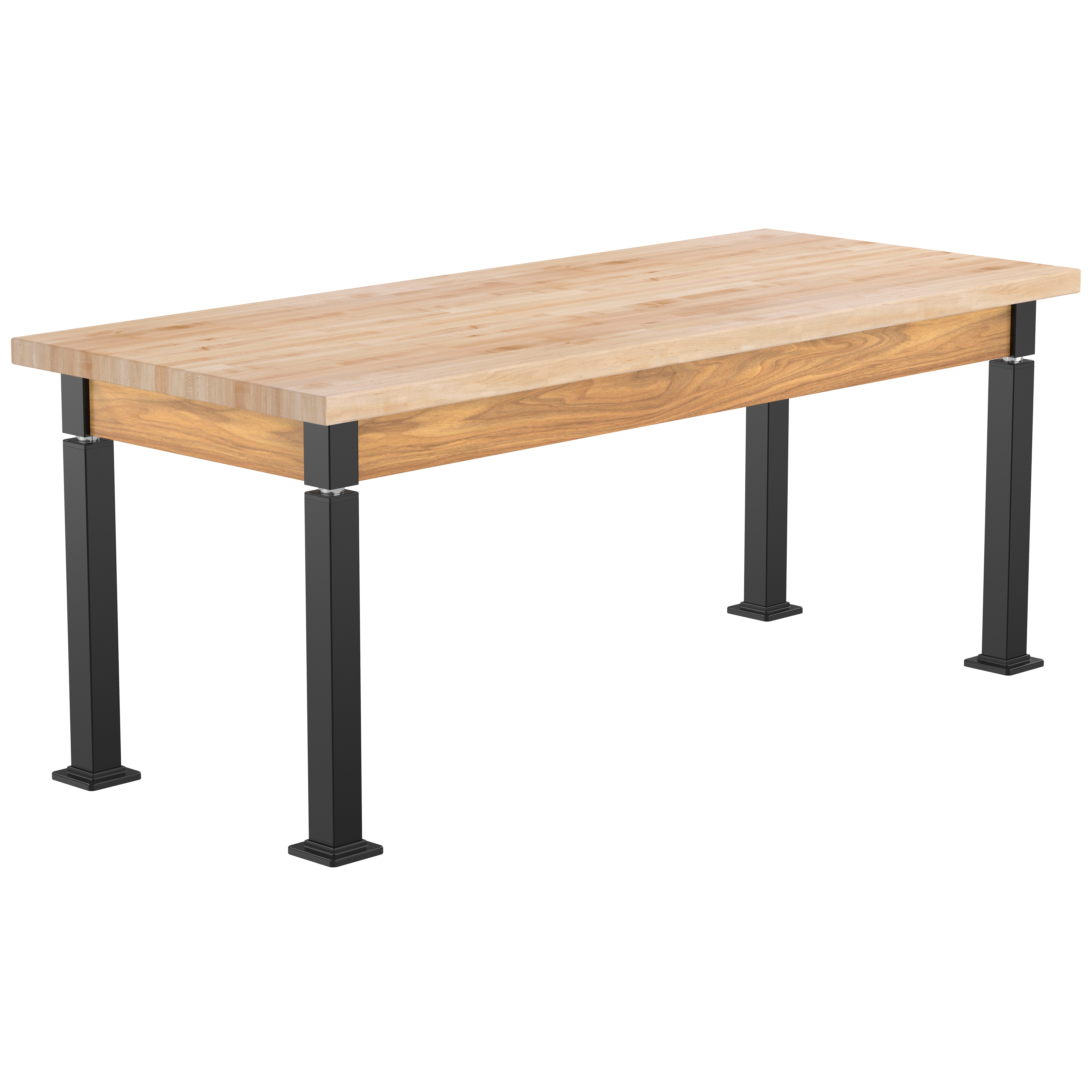 NPS® Aero-Lift Table, Wood Frame, 30" x 72", Butcherblock Top, Surface Color: Maple, Frame Color: Black (Optional Book Compartment Add On)