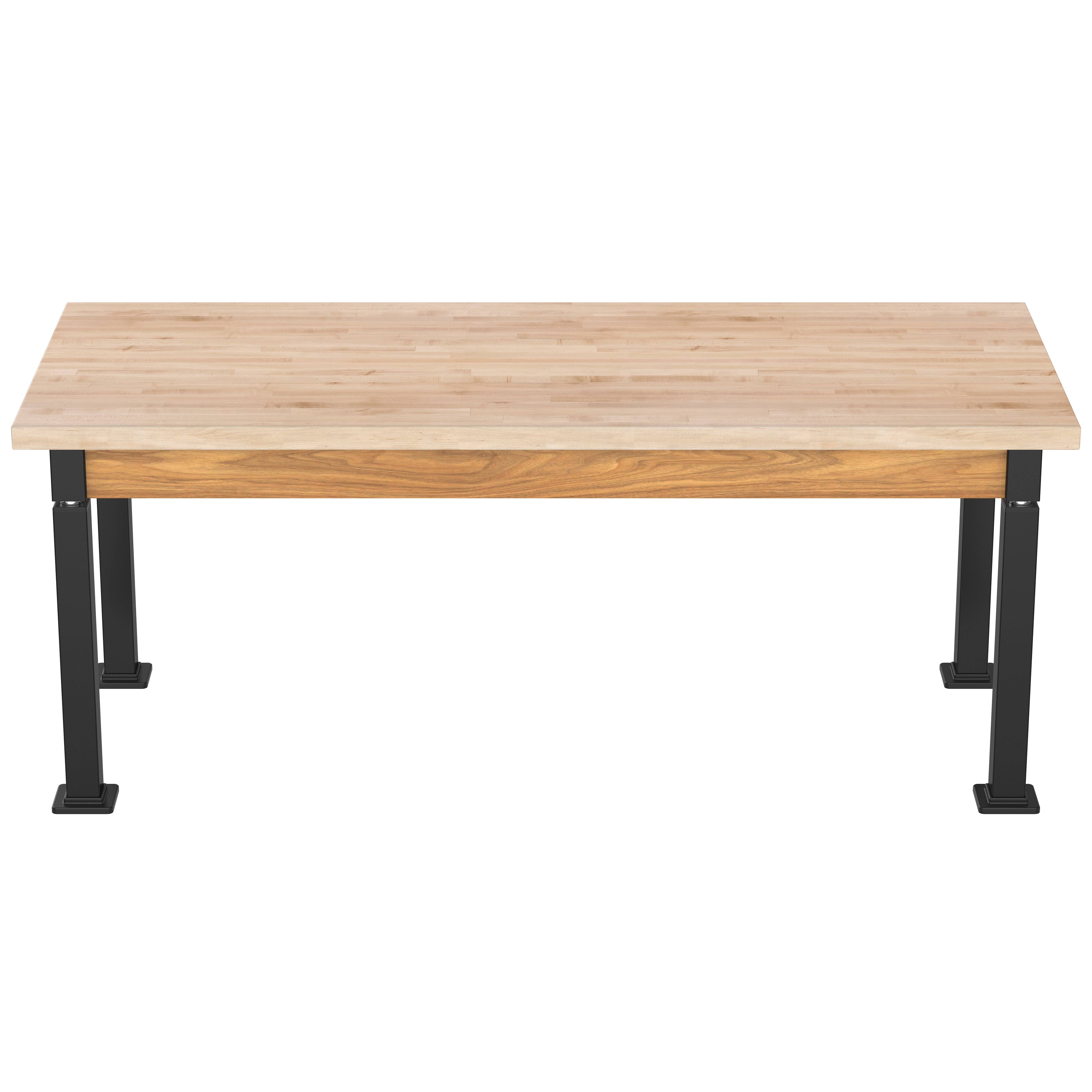 NPS® Aero-Lift Table, Wood Frame, 30" x 72", Butcherblock Top, Surface Color: Maple, Frame Color: Black (Optional Book Compartment Add On)