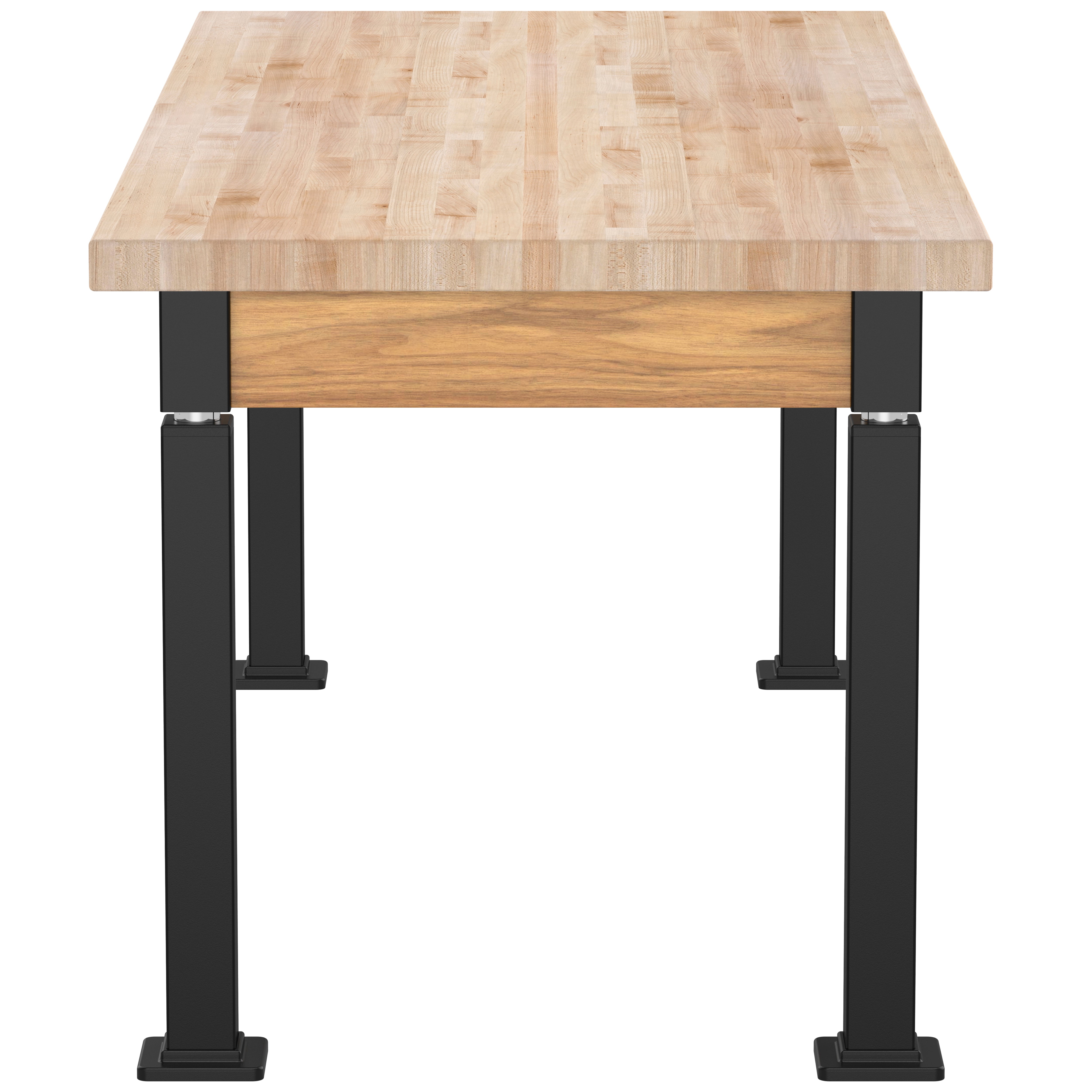 NPS® Aero-Lift Table, Wood Frame, 30" x 72", Butcherblock Top, Surface Color: Maple, Frame Color: Black (Optional Book Compartment Add On)