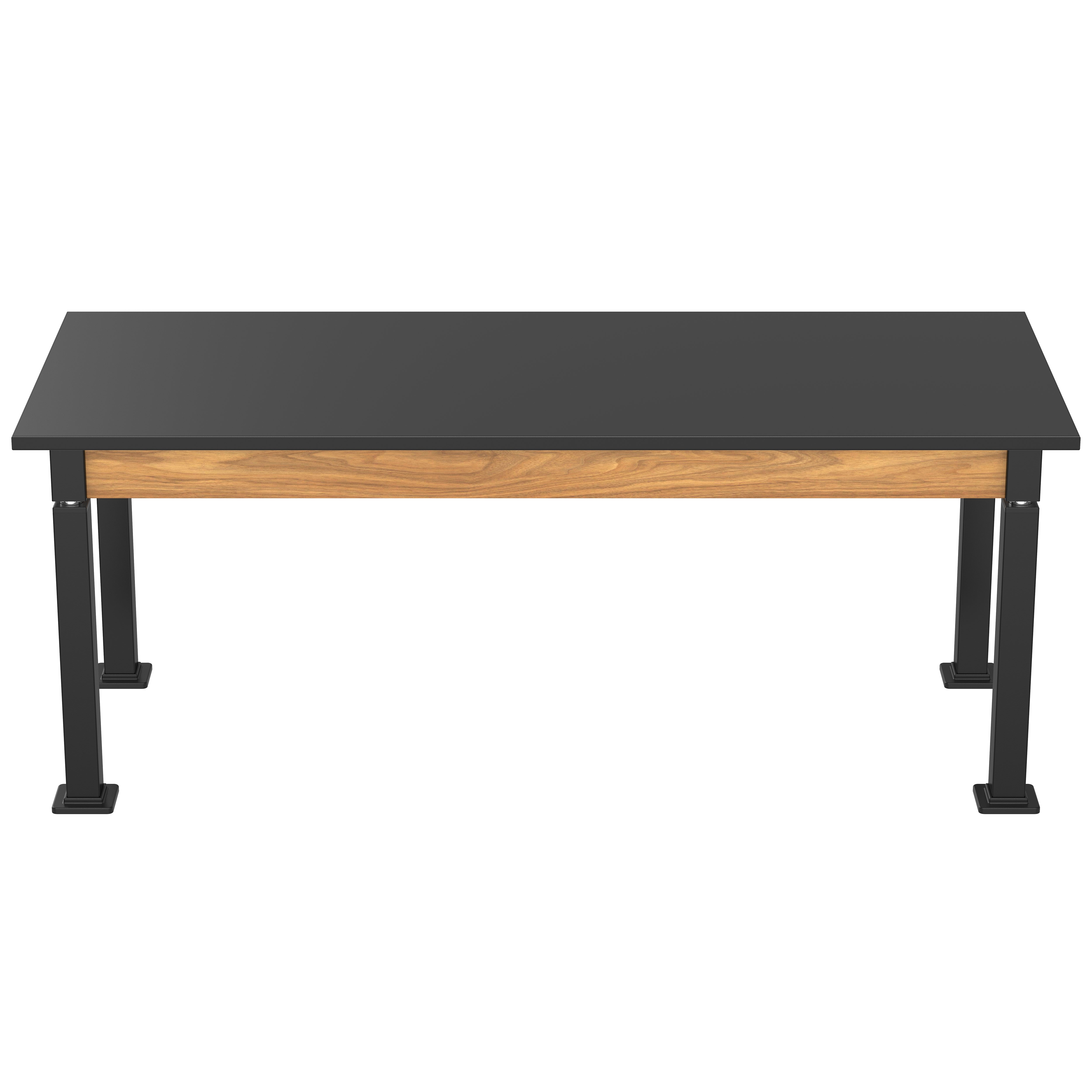 NPS® Aero-Lift Table, Wood Frame, 30" x 72", Chemical Resistant Top, Surface Color: Black, Frame Color: Black (Optional Book Compartment Add On)
