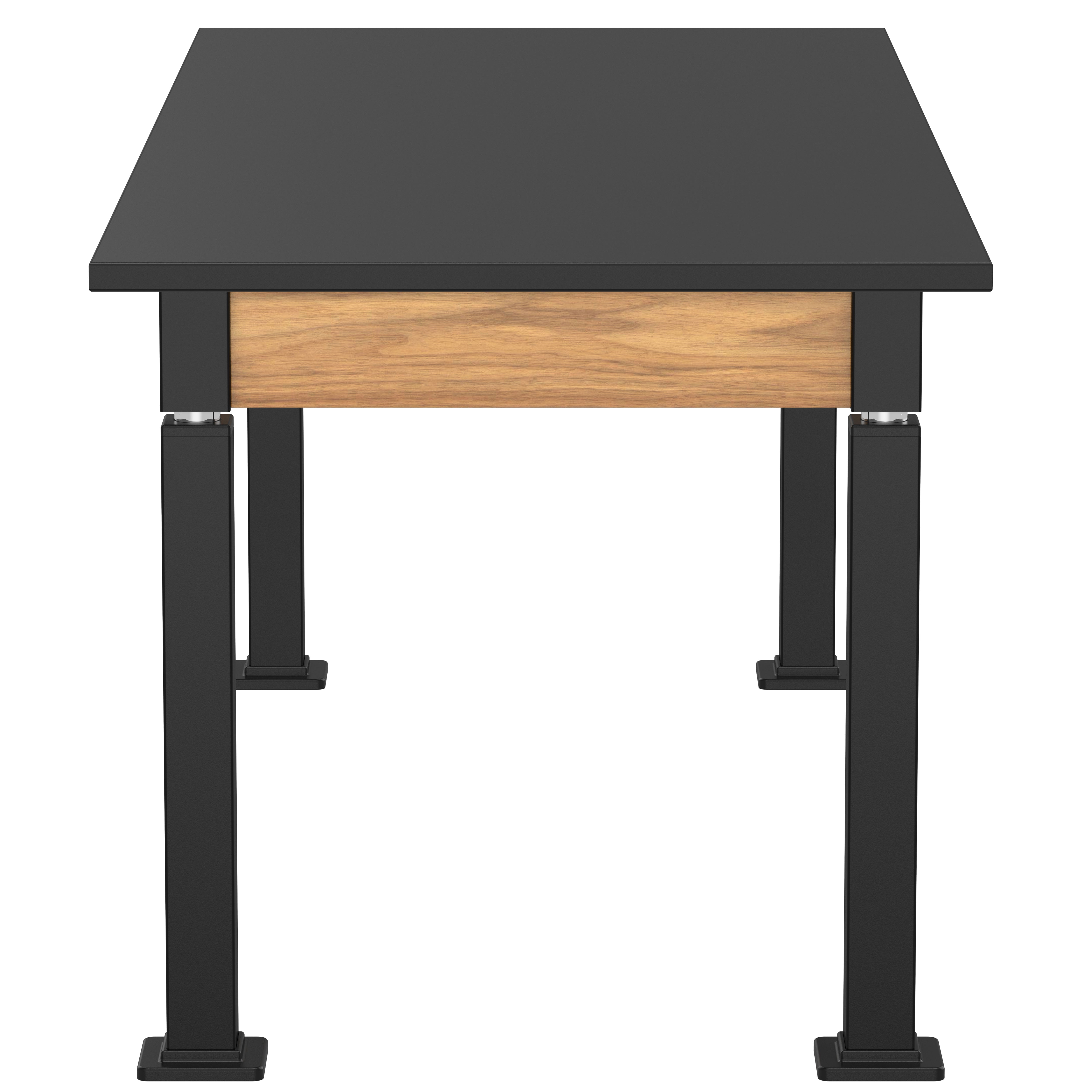 NPS® Aero-Lift Table, Wood Frame, 30" x 72", Chemical Resistant Top, Surface Color: Black, Frame Color: Black (Optional Book Compartment Add On)