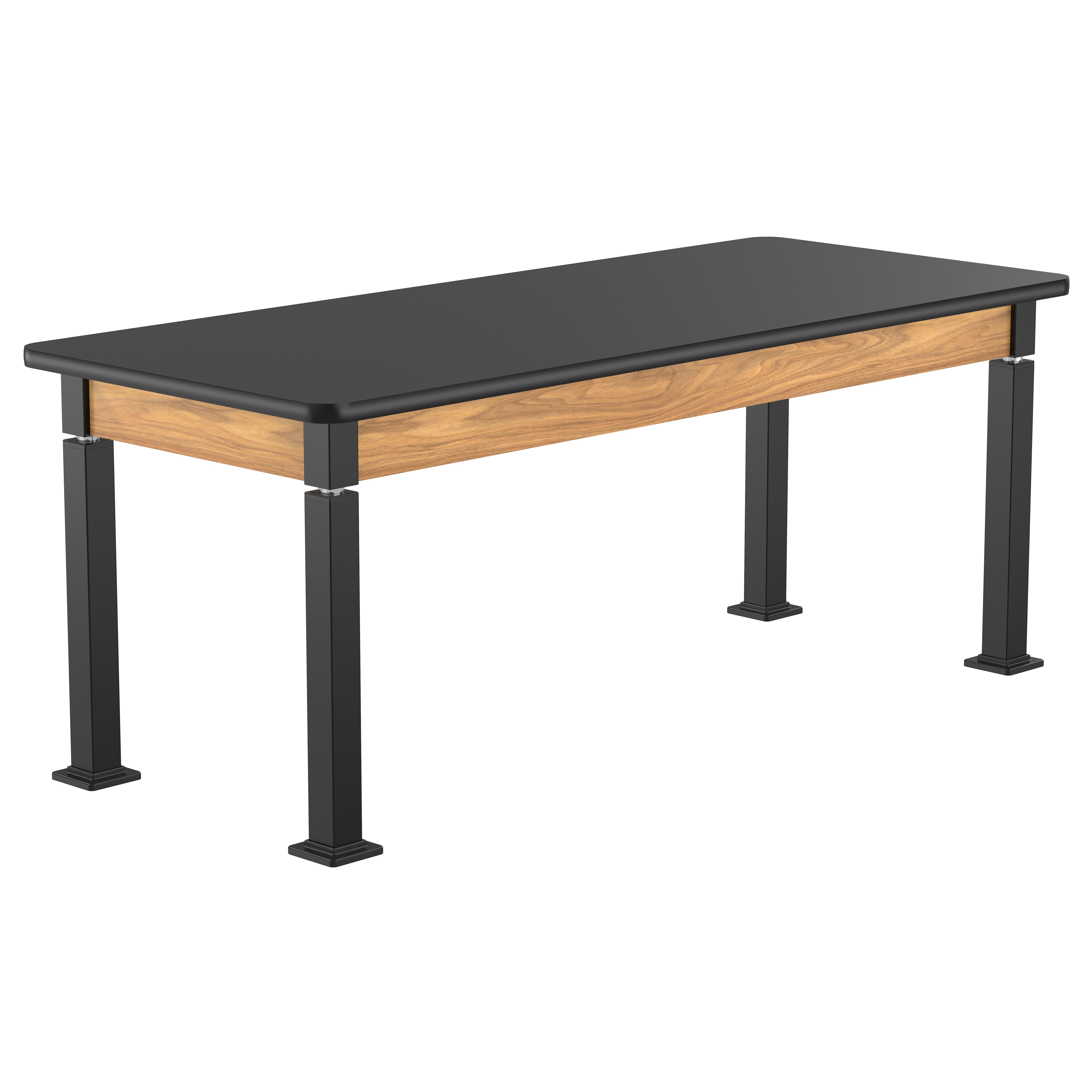 NPS® Aero-Lift Table, Wood Frame, 30" x 72", Science HPL Top, Surface Color: Black, Frame Color: Black (Optional Book Compartment Add On)