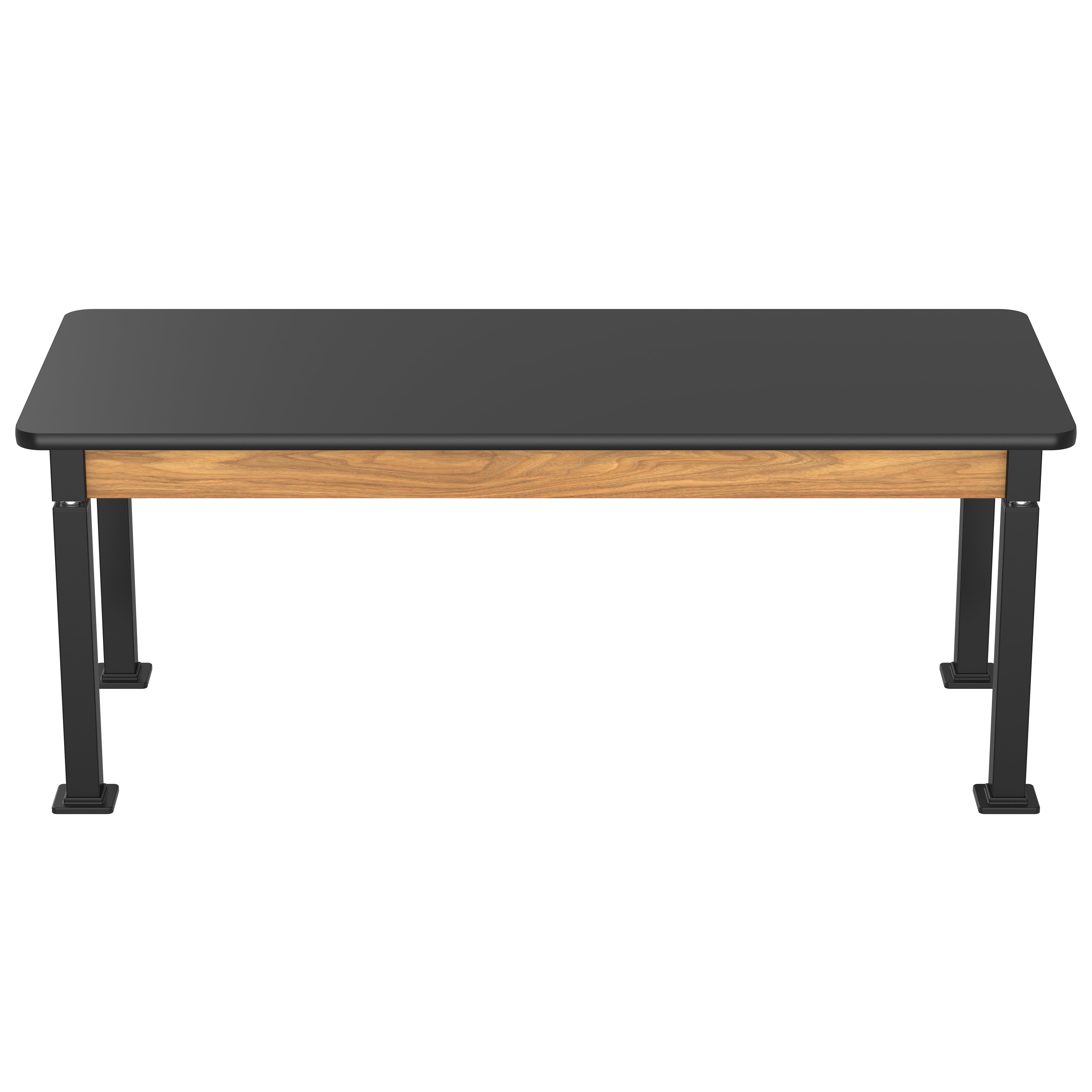 NPS® Aero-Lift Table, Wood Frame, 30" x 72", Science HPL Top, Surface Color: Black, Frame Color: Black (Optional Book Compartment Add On)