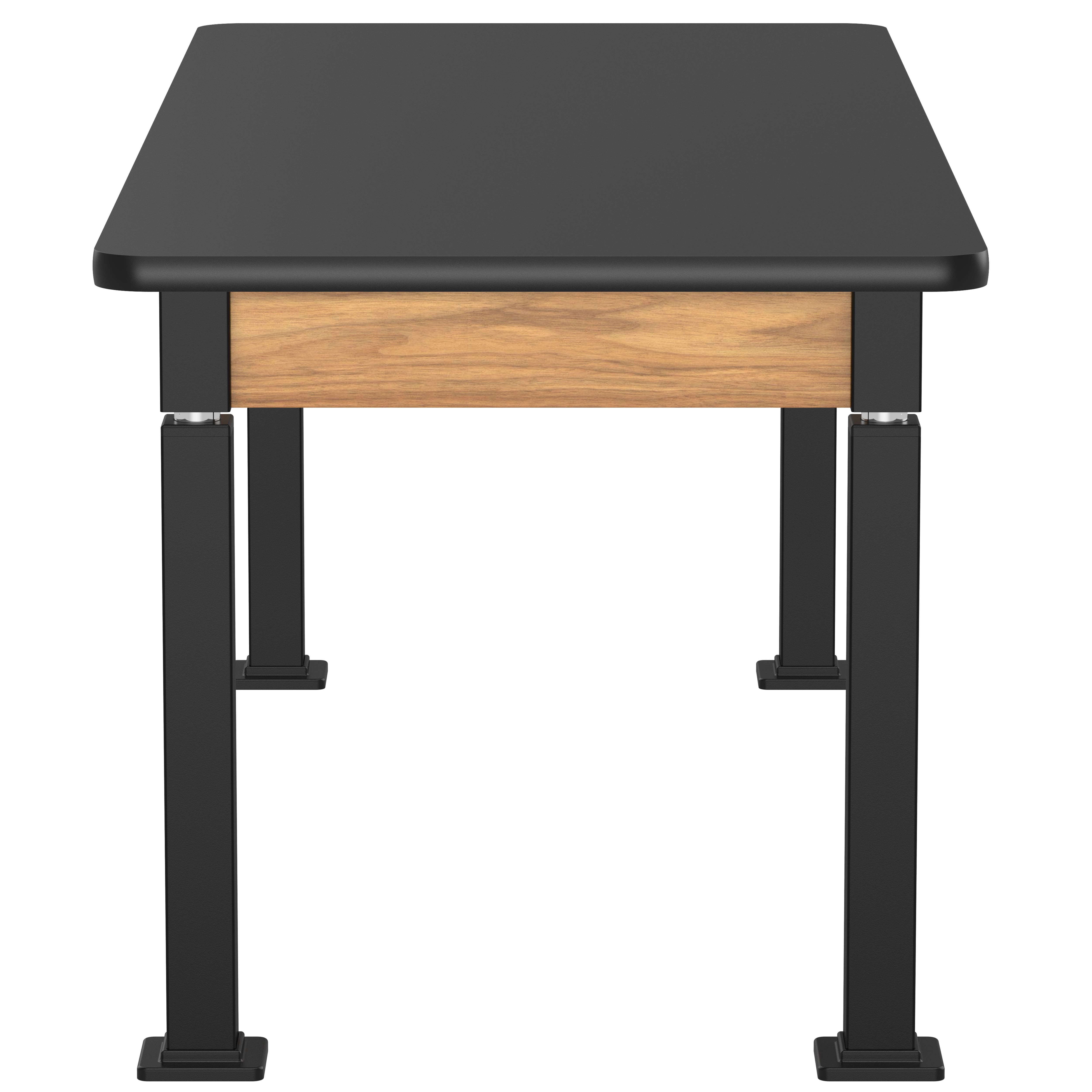 NPS® Aero-Lift Table, Wood Frame, 30" x 72", Science HPL Top, Surface Color: Black, Frame Color: Black (Optional Book Compartment Add On)