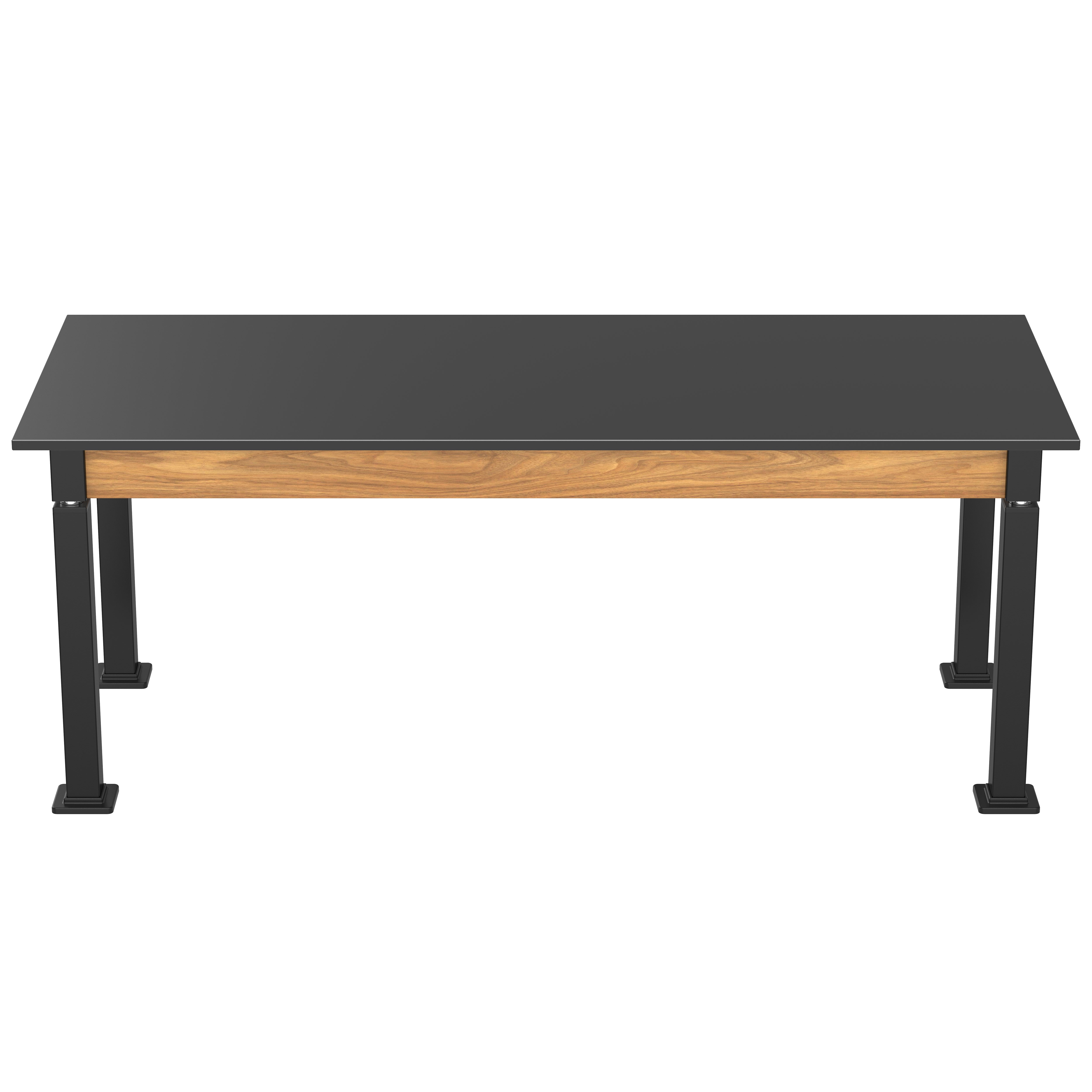 NPS® Aero-Lift Table, Wood Frame, 30" x 72", Phenolic Top, Surface Color: Black, Frame Color: Black (Optional Book Compartment Add On)