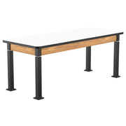 NPS® Aero-Lift Table, Wood Frame, 30" x 72", Whiteboard Top, Surface Color: White, Frame Color: Black (Optional Book Compartment Add On)