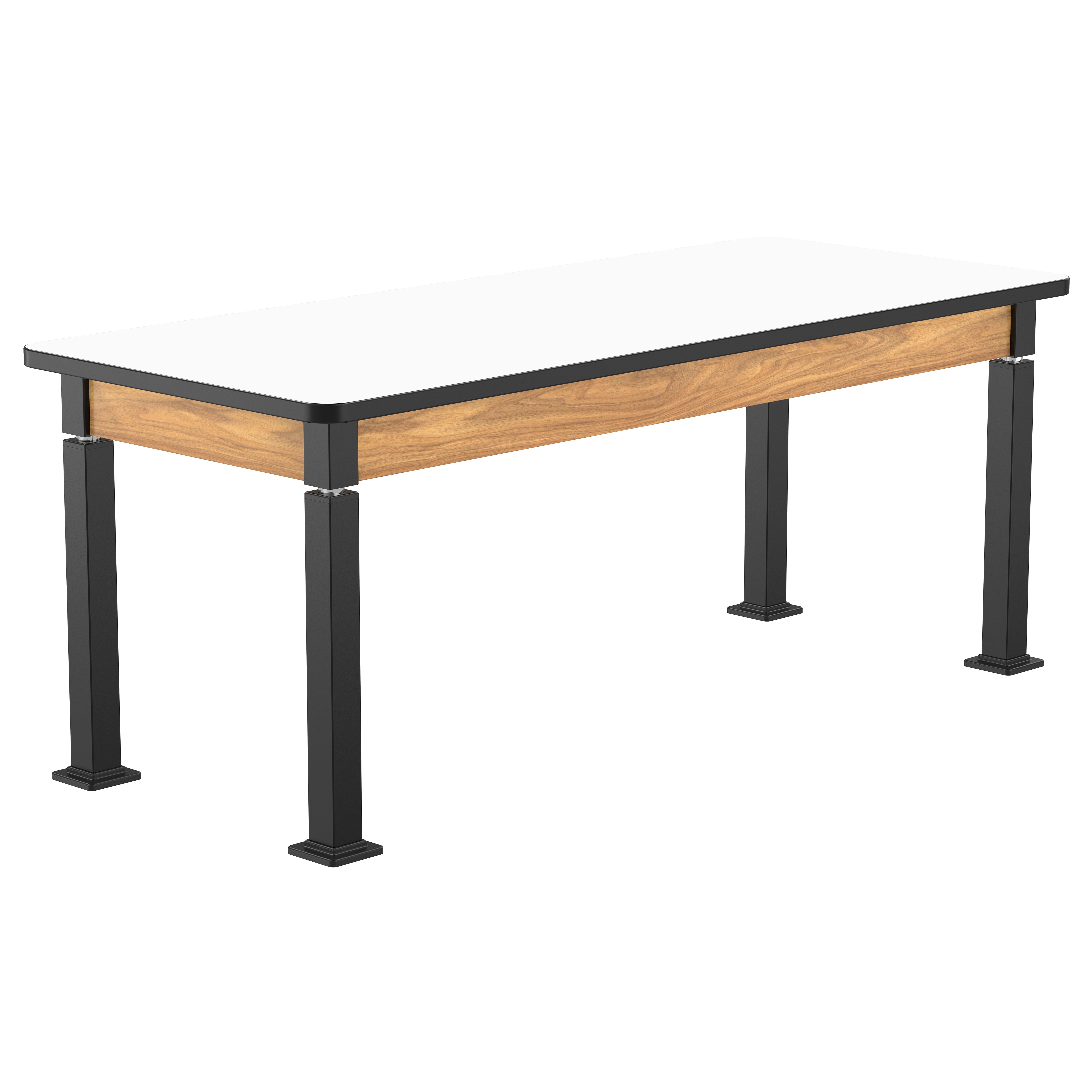 NPS® Aero-Lift Table, Wood Frame, 30" x 72", Whiteboard Top, Surface Color: White, Frame Color: Black (Optional Book Compartment Add On)