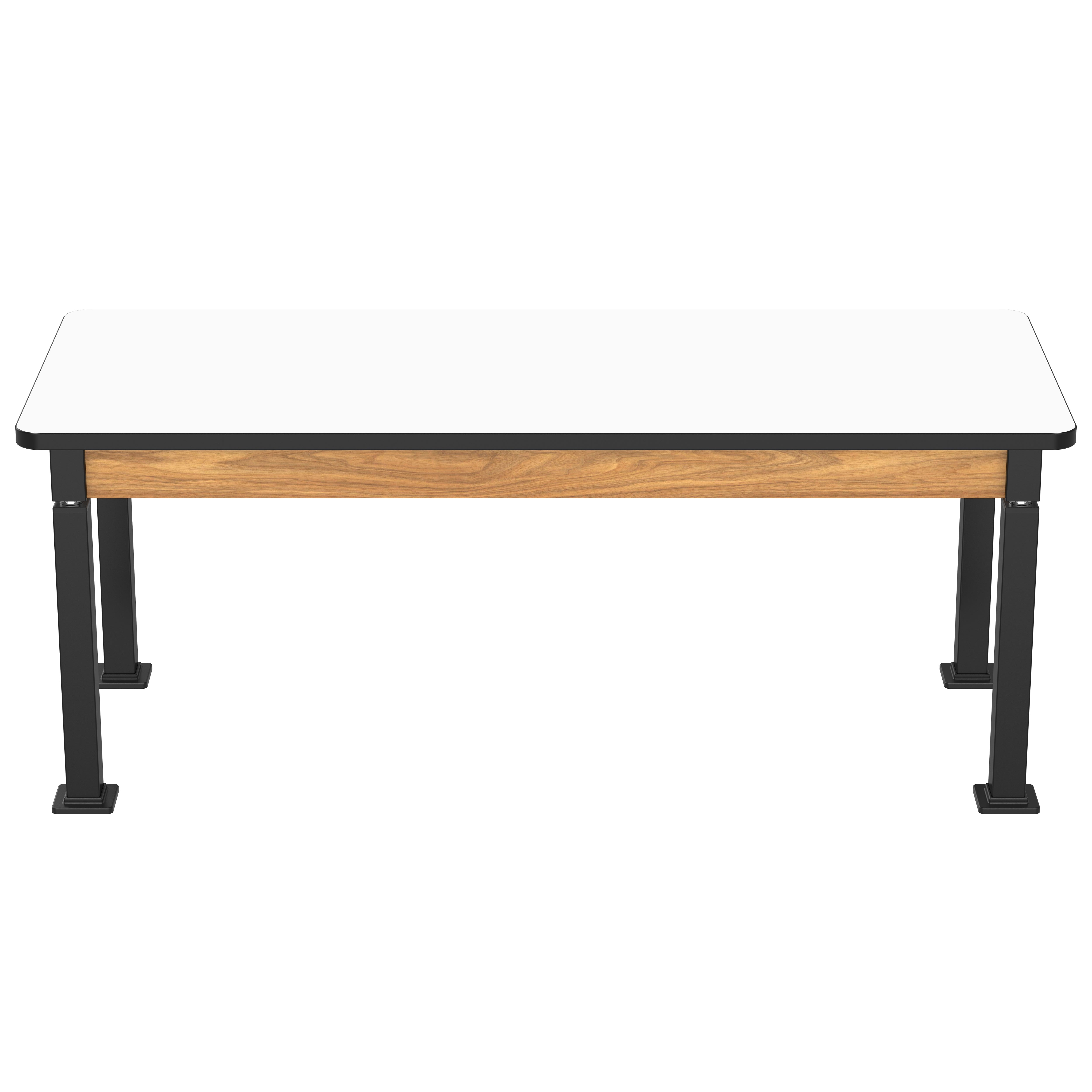 NPS® Aero-Lift Table, Wood Frame, 30" x 72", Whiteboard Top, Surface Color: White, Frame Color: Black (Optional Book Compartment Add On)