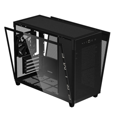 AP201 ASUS PRIME CASE TG BLACK Black Steel, Plastic/Steel, Plastic, TG Micro ATX Computer Case - Black