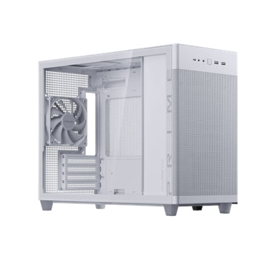 ASUS - Prime AP201 White MicroATX Tempered Glass, 338mm GPU, 360mm Cooler, USB-C® - White