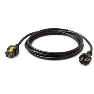 Power Cord, Locking C19 to CEE/7 Schuko, 3.0m Black - 9.84 ft Cord Length - CEE 7/7