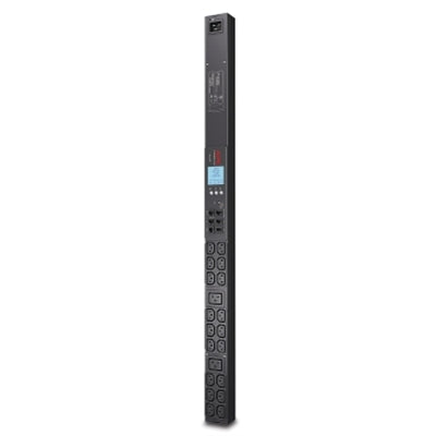 APC - NetShelter Metered Rack PDU, 0U, 1 Phase, 3.3kW 208V 16A or 3.7kW 230V 16A, 18 C13 and 2 C19 Outlets, C20 Inlet - Black