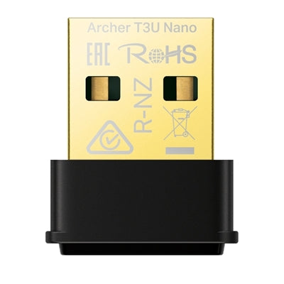 TP-Link - Archer T3U Nano - AC1300 2.4G/5G Dual Band Nano USB WiFi Adapter for PC - USB 2.0 Type a - 1.27 Gbit/s - 2.40 - Unknown
