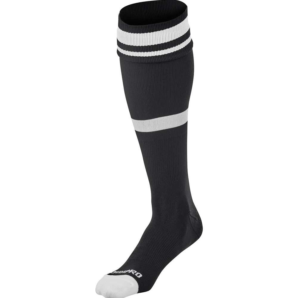Striped Soccer Sock - Black White, Extra-Small