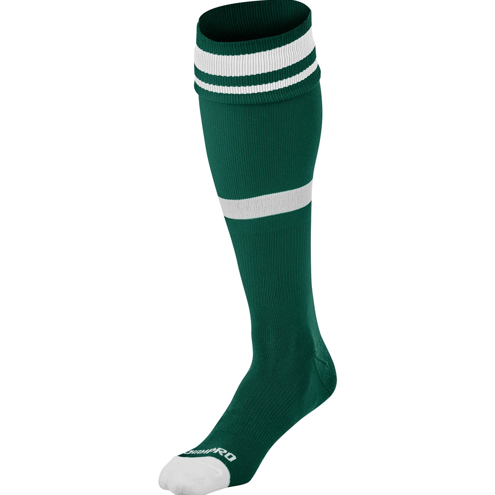 Striped Soccer Sock - Forest Green White, Large