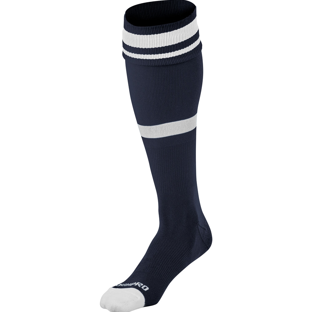 Striped Soccer Sock - Navy White, Large