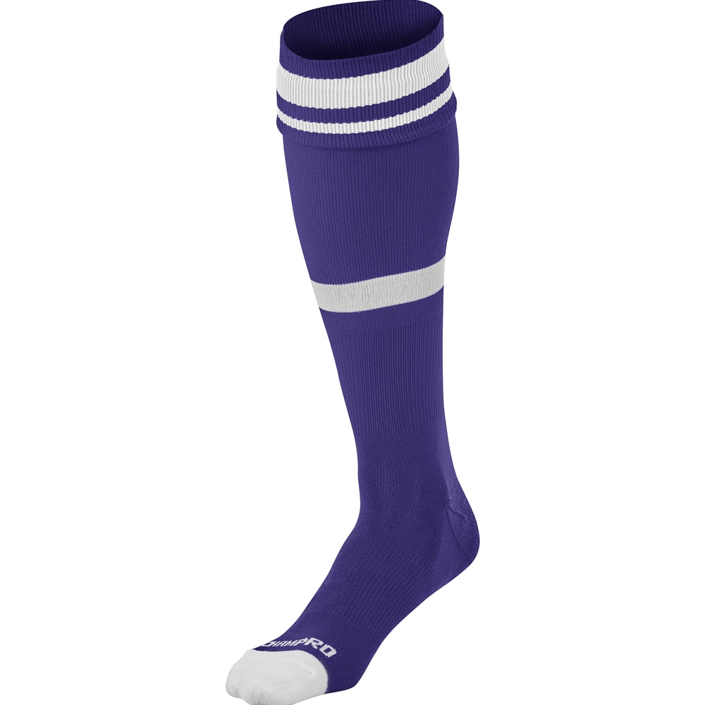Striped Soccer Sock - Purple White, Small
