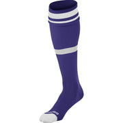 Striped Soccer Sock - Purple White, Medium