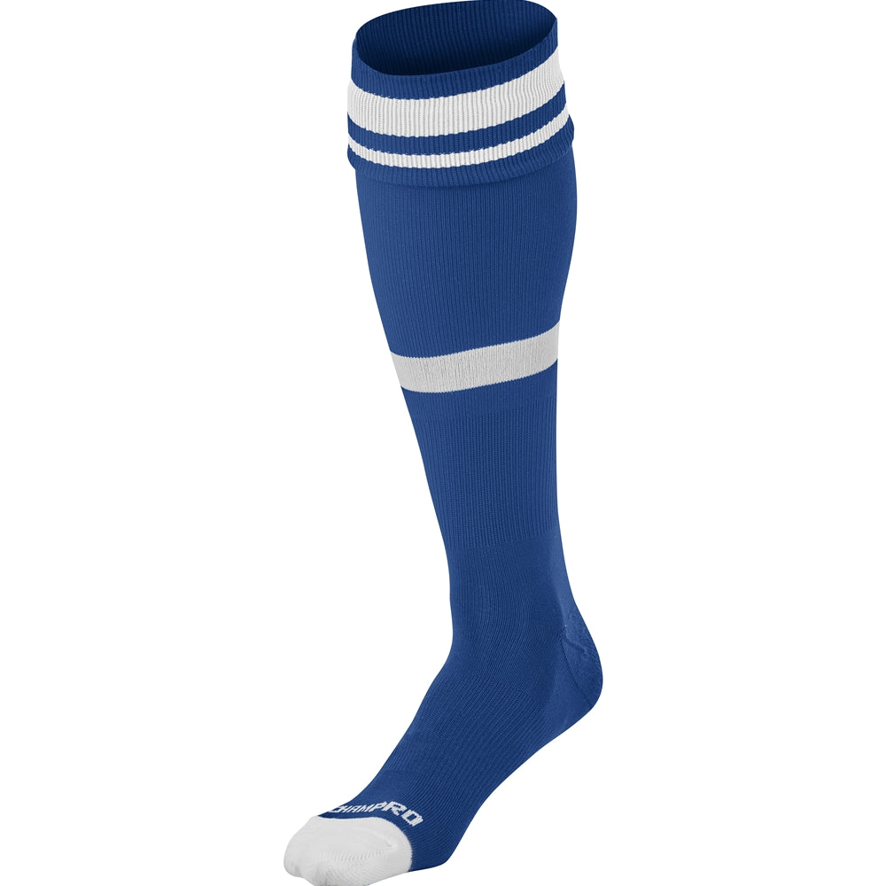 Striped Soccer Sock - Royal White, Medium