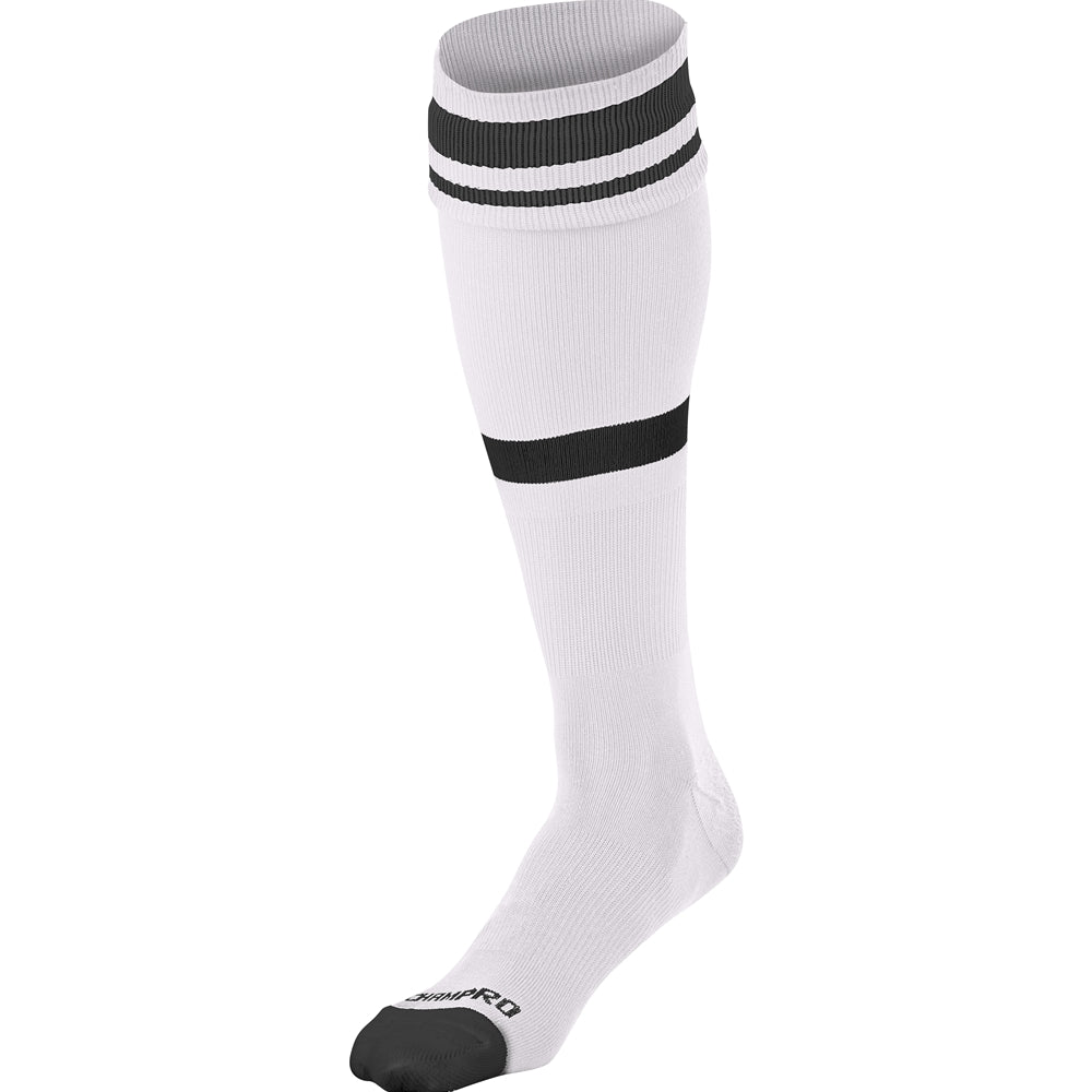 Striped Soccer Sock - White Black, Small