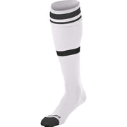 Striped Soccer Sock - White Black, Medium