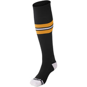 Striped Baseball Sock - Black Gold White, Medium