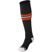 Striped Baseball Sock - Black Orange White, Small