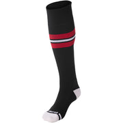 Striped Baseball Sock - Black Scarlet White, Medium