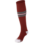 Striped Baseball Sock - Cardinal Grey White, Extra-Small