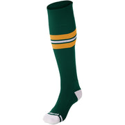 Striped Baseball Sock - Forest Green Gold White, Large