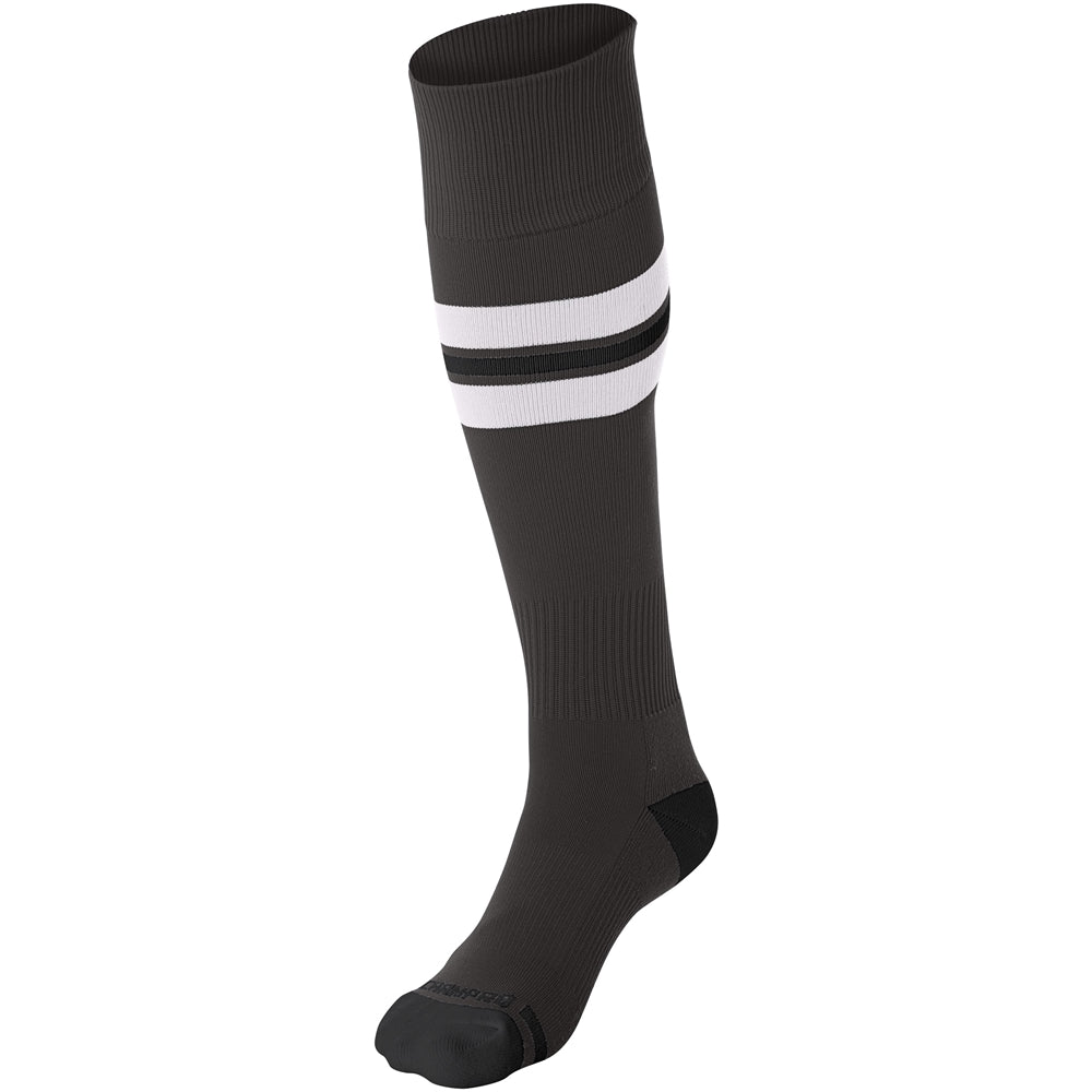 Striped Baseball Sock - Graphite White Black, Large
