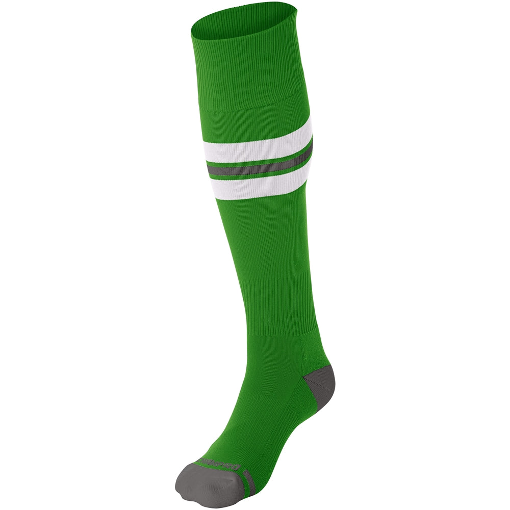 Striped Baseball Sock - Kelly Green White Grey, Extra-Small