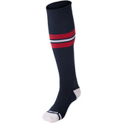 Striped Baseball Sock - Navy Scarlet White, Medium
