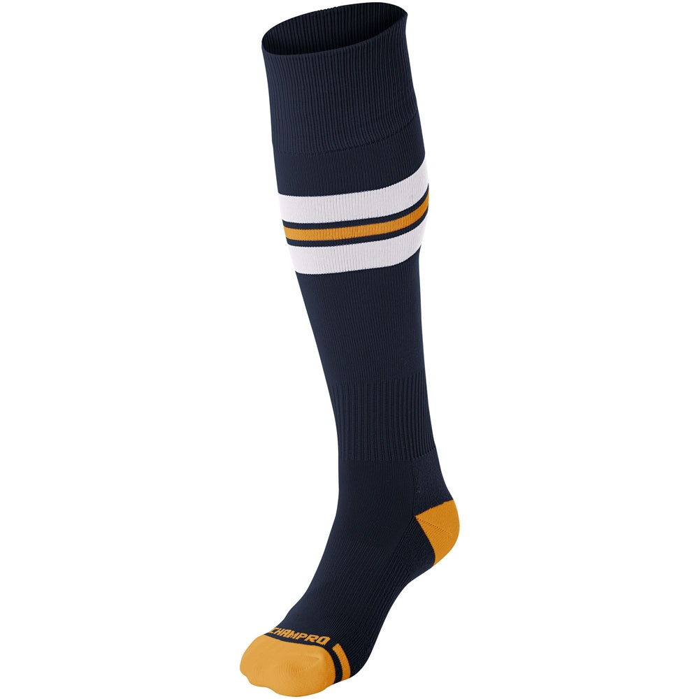 Striped Baseball Sock - Navy White Gold, Small