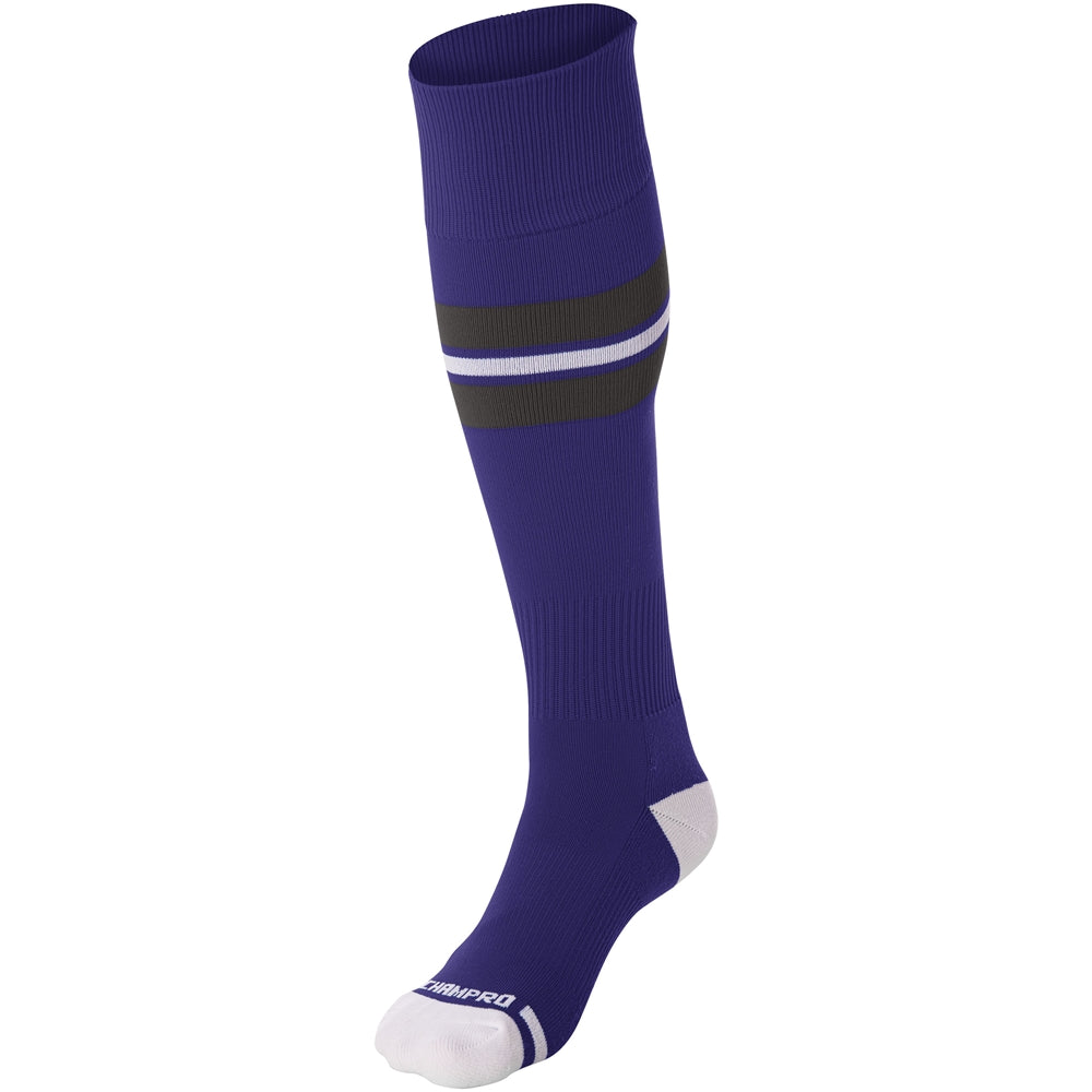 Striped Baseball Sock - Purple Graphite White, Extra-Small