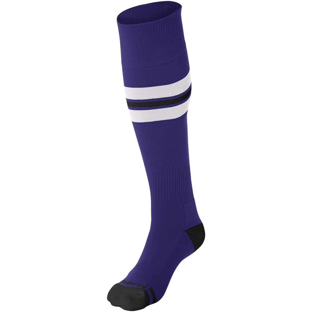 Striped Baseball Sock - Purple White Black, Small