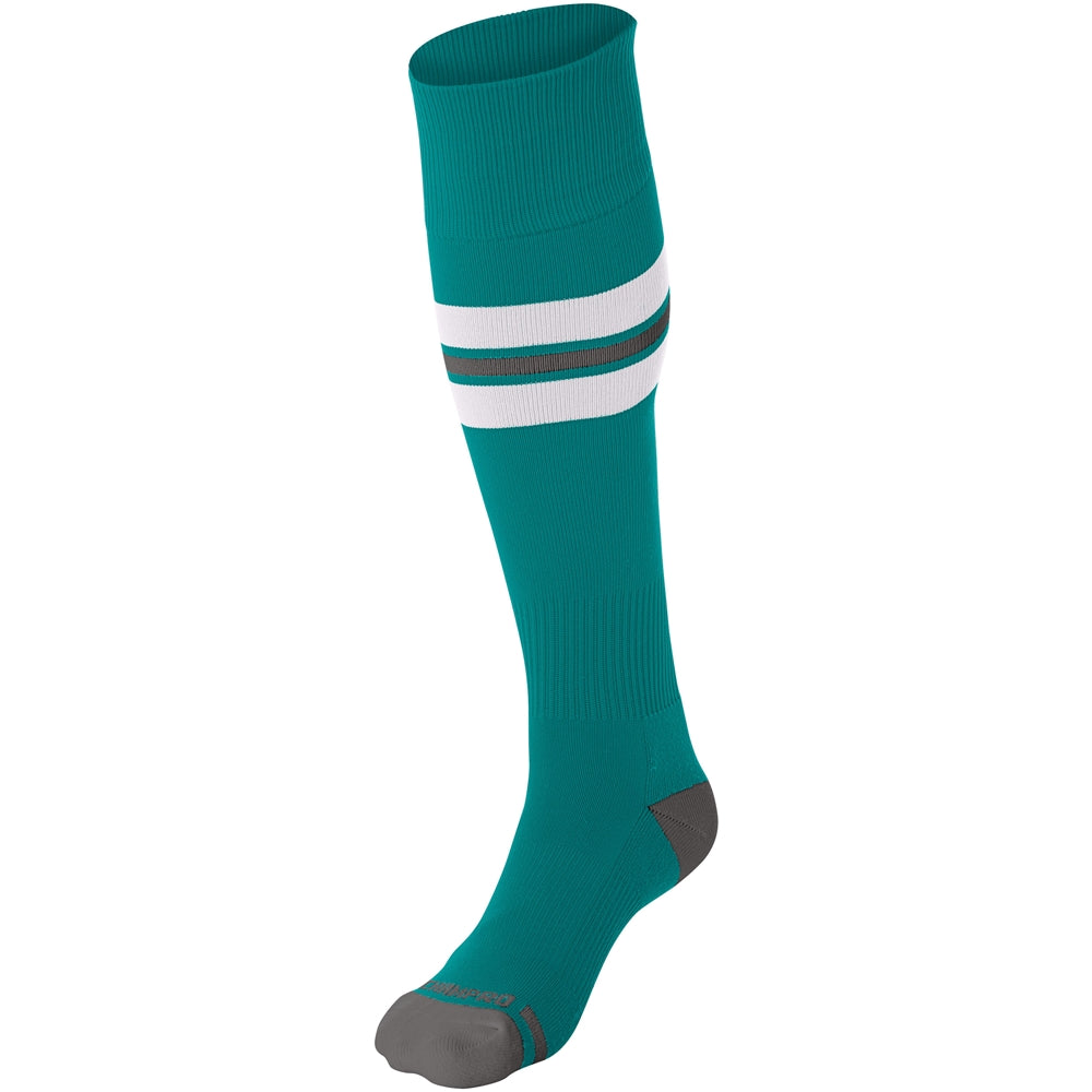 Striped Baseball Sock - Teal White Grey, Small