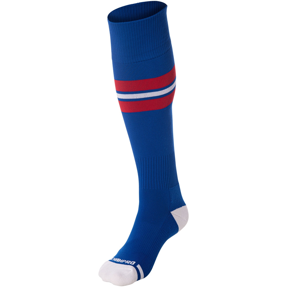 Striped Baseball Sock - Light Blue, Navy, Grey, Medium