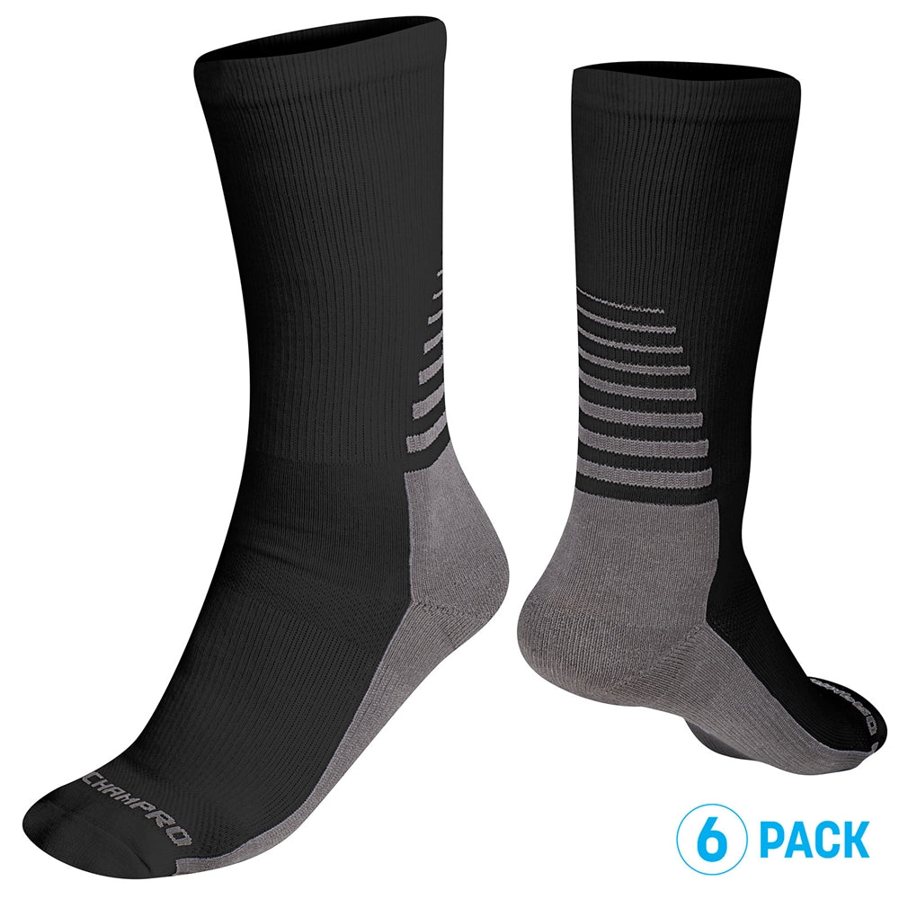 Rival Crew Sock (6-pack) - Black, Small/Medium